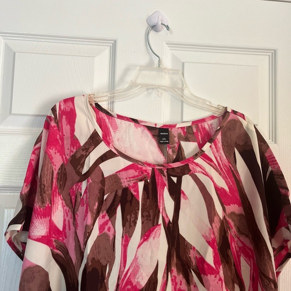 Women Plus Size Leaf Print Trendy Summer Loose/Relaxed Fit Casual Blouse Top 16W - Picture 7 of 7